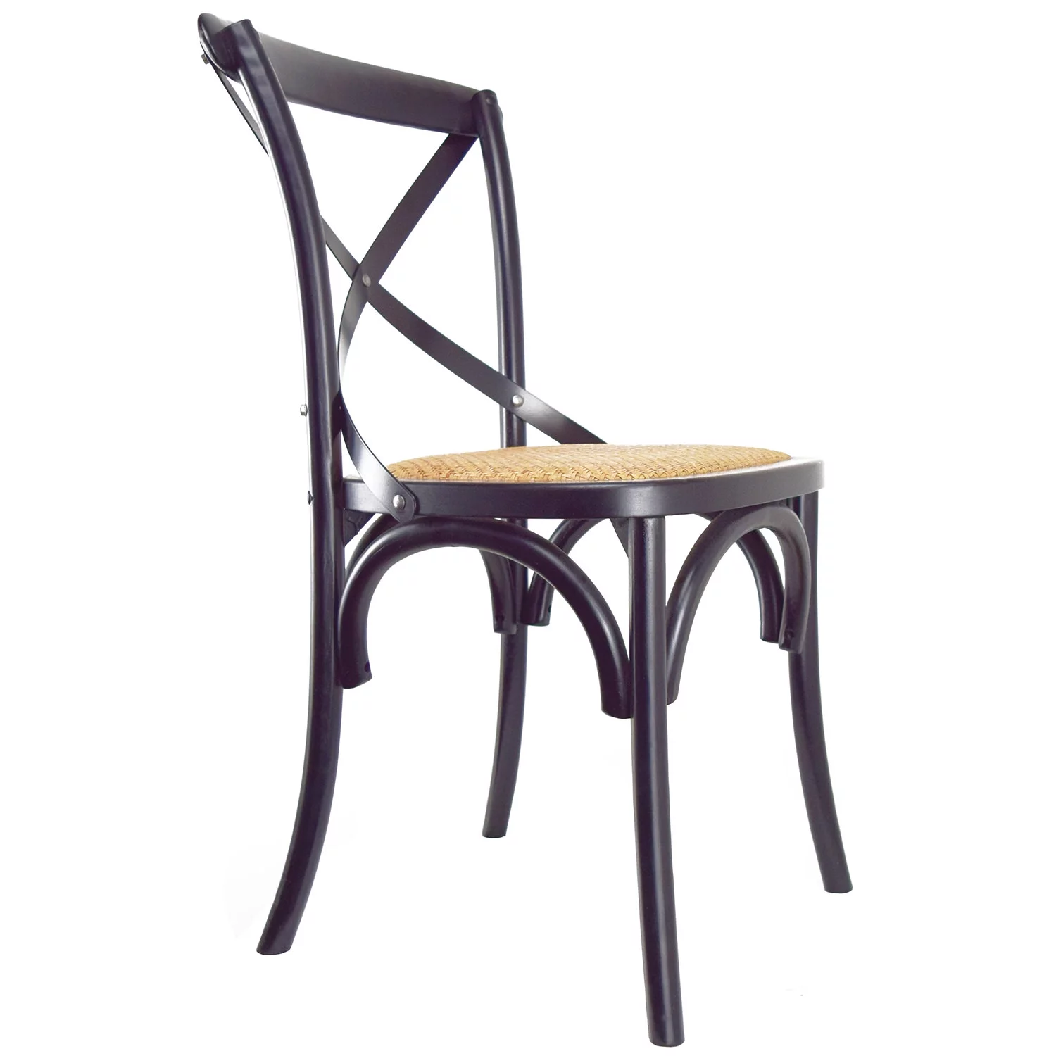 Homelala Set of 2 Black Mid Century Modern Farmhouse Antique Cross Back Chair With X Back Assembled Solid Real Wooden Frame
