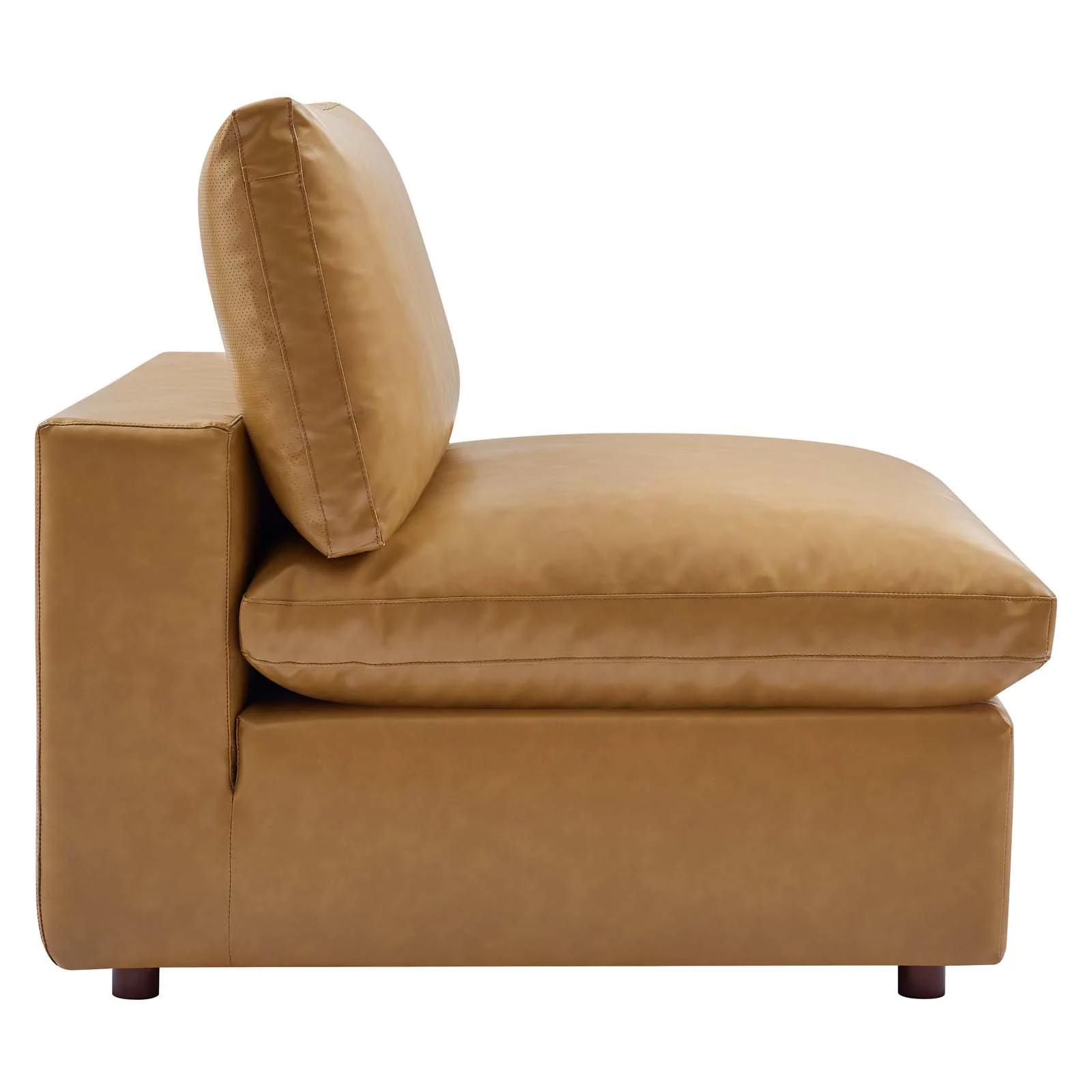 Modway Commix Down Filled Overstuffed Vegan Leather 4-Piece Sectional Sofa in Tan