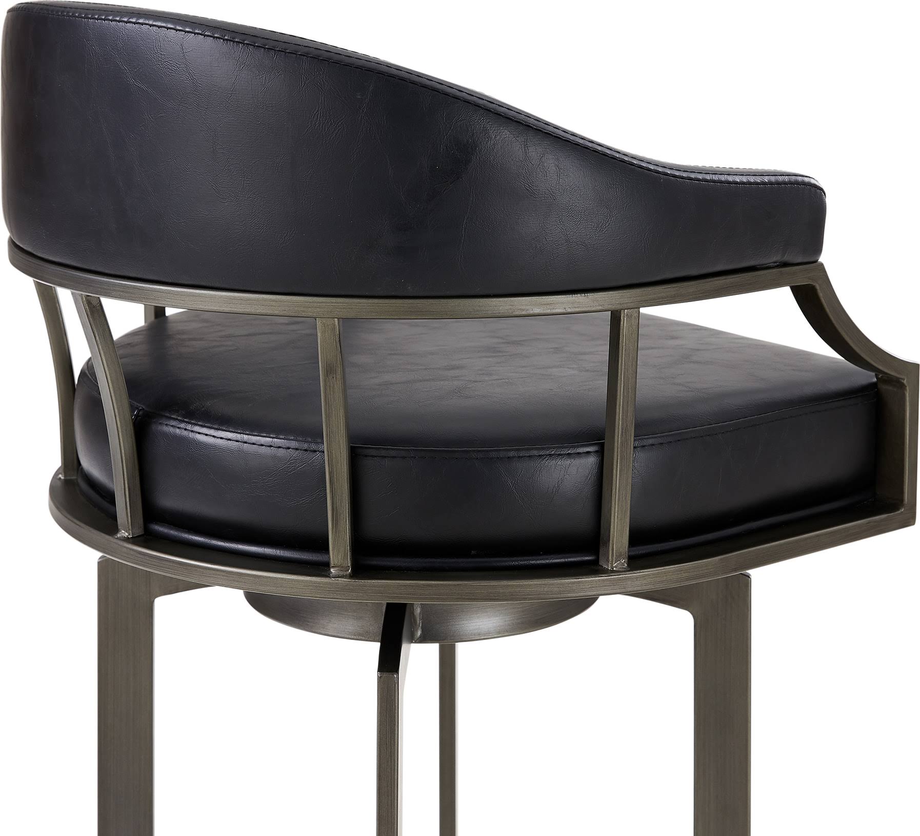 Armen Living Edy Mineral and Black Faux Leather 30x22 Swivel Bar Stool