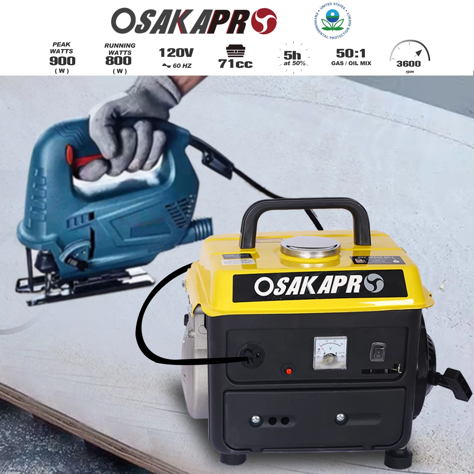 iRerts Portable Generator, 71CC Outdoor Generator Gas Powered with 2 Stroke and Handle