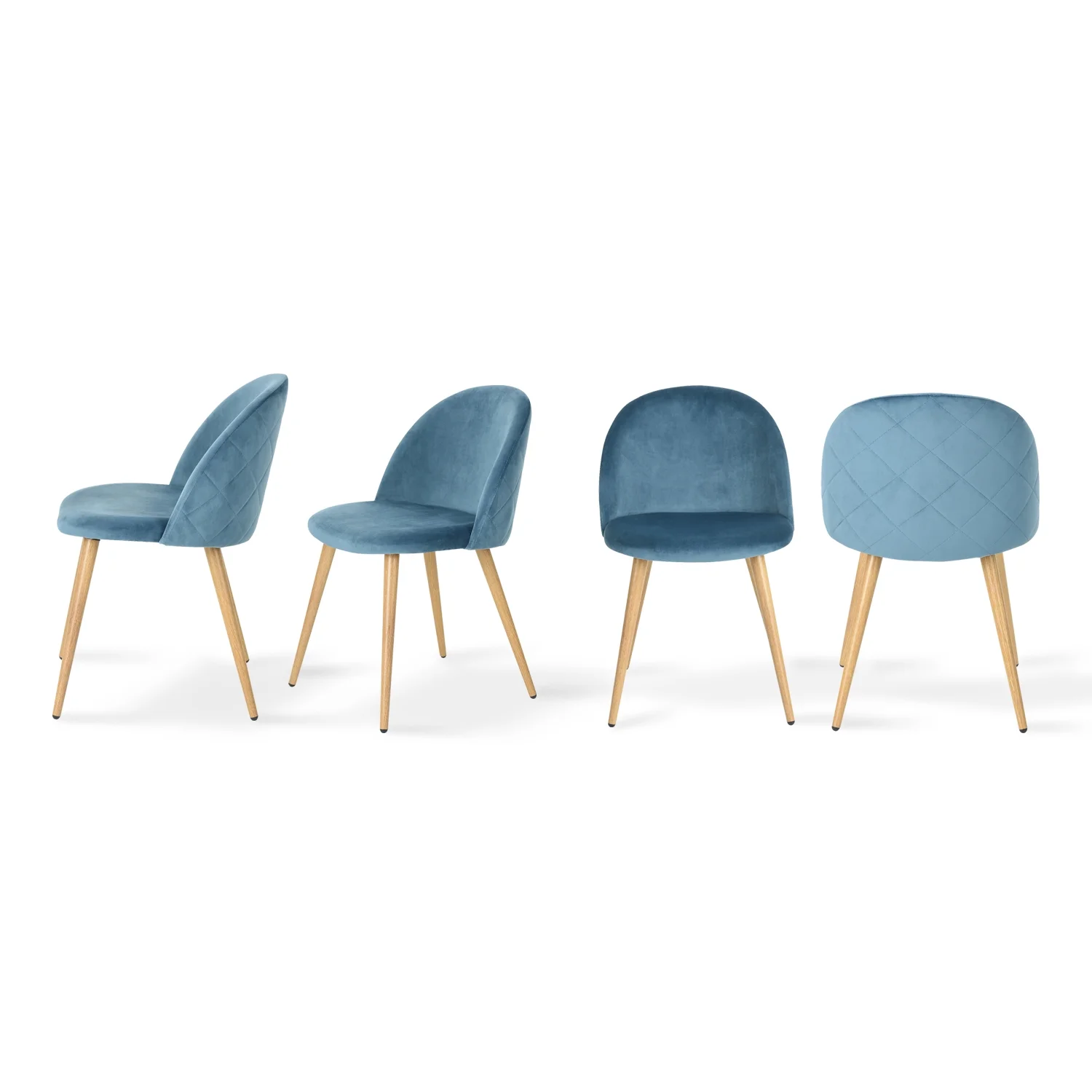 Homy Casa Velvet Dining Chairs Set of 2 with Backrest for Kitchen, Blue