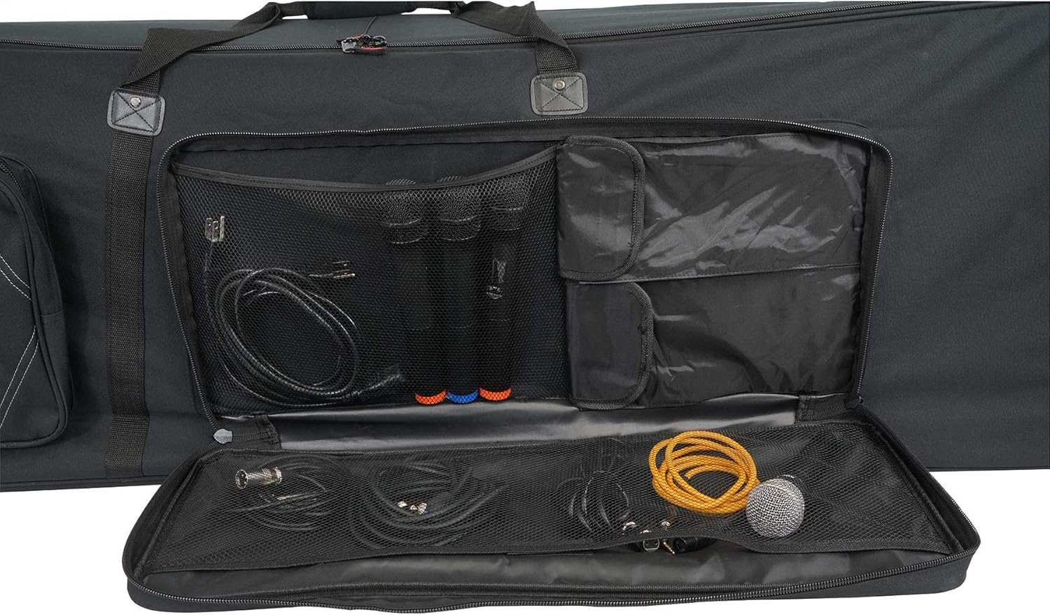 Rockville Rolling Bag 61 Slim Keyboard Case w/Wheels+Trolley Handle+Large Pocket