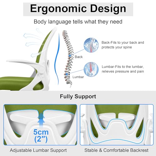 Primy Drafting Chair Tall Office Chair with Flip-up Armrests Executive Ergonomic Computer Standing Desk Chair with Lumbar Support and Adjustable