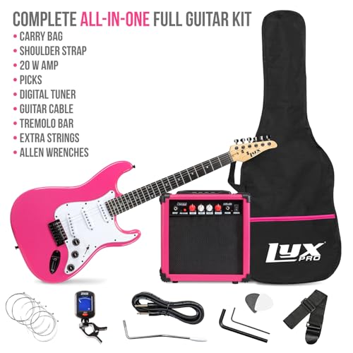 LyxPro Electric Guitar 39" inch Complete Beginner Starter kit Full Size with 20w Amp, Package Includes All Accessories, Digital Tuner, Strings, Picks