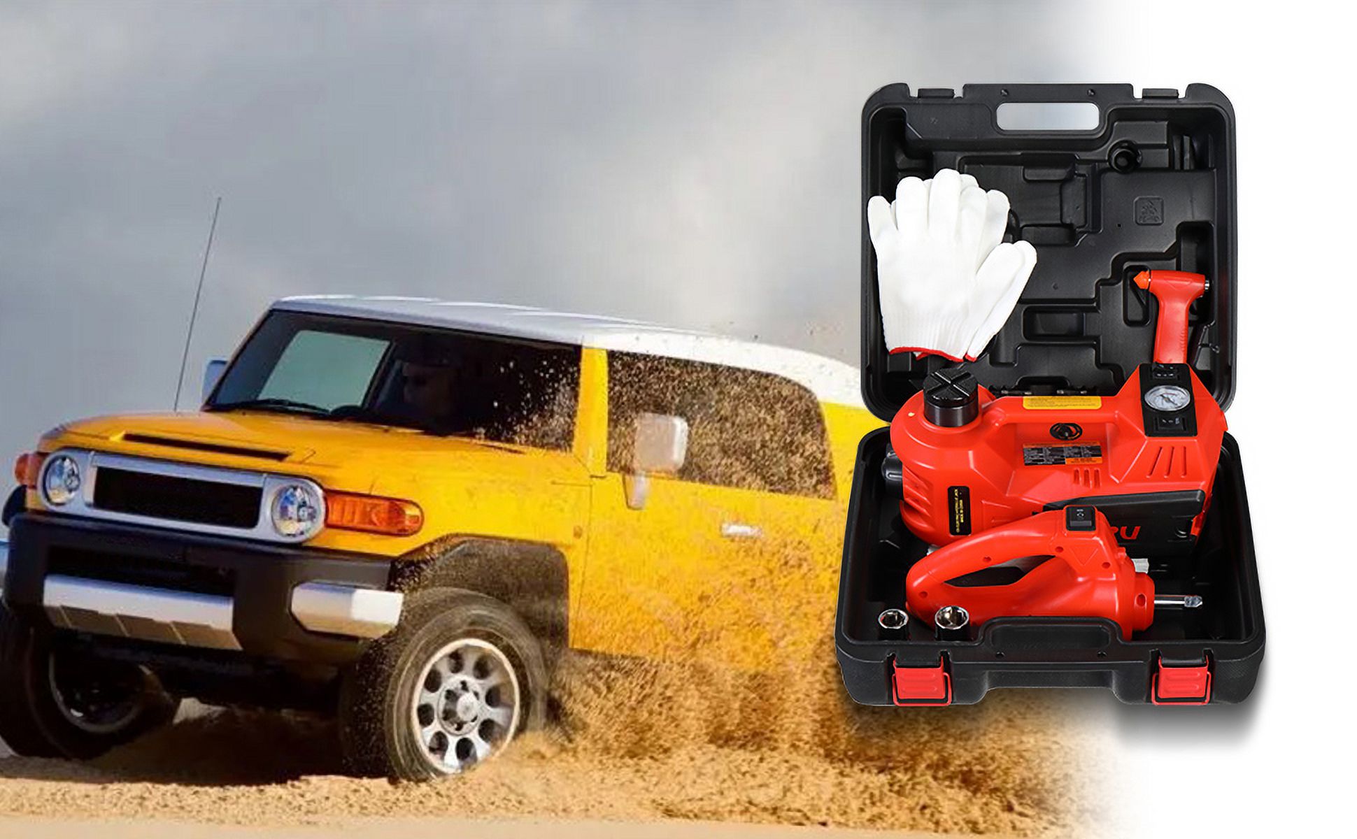 ELTPOWER Electric Car Jack,5 Ton 12V Hydraulic Jack Lift with Electric Impact Wrench,Built-in Inflatable Pump