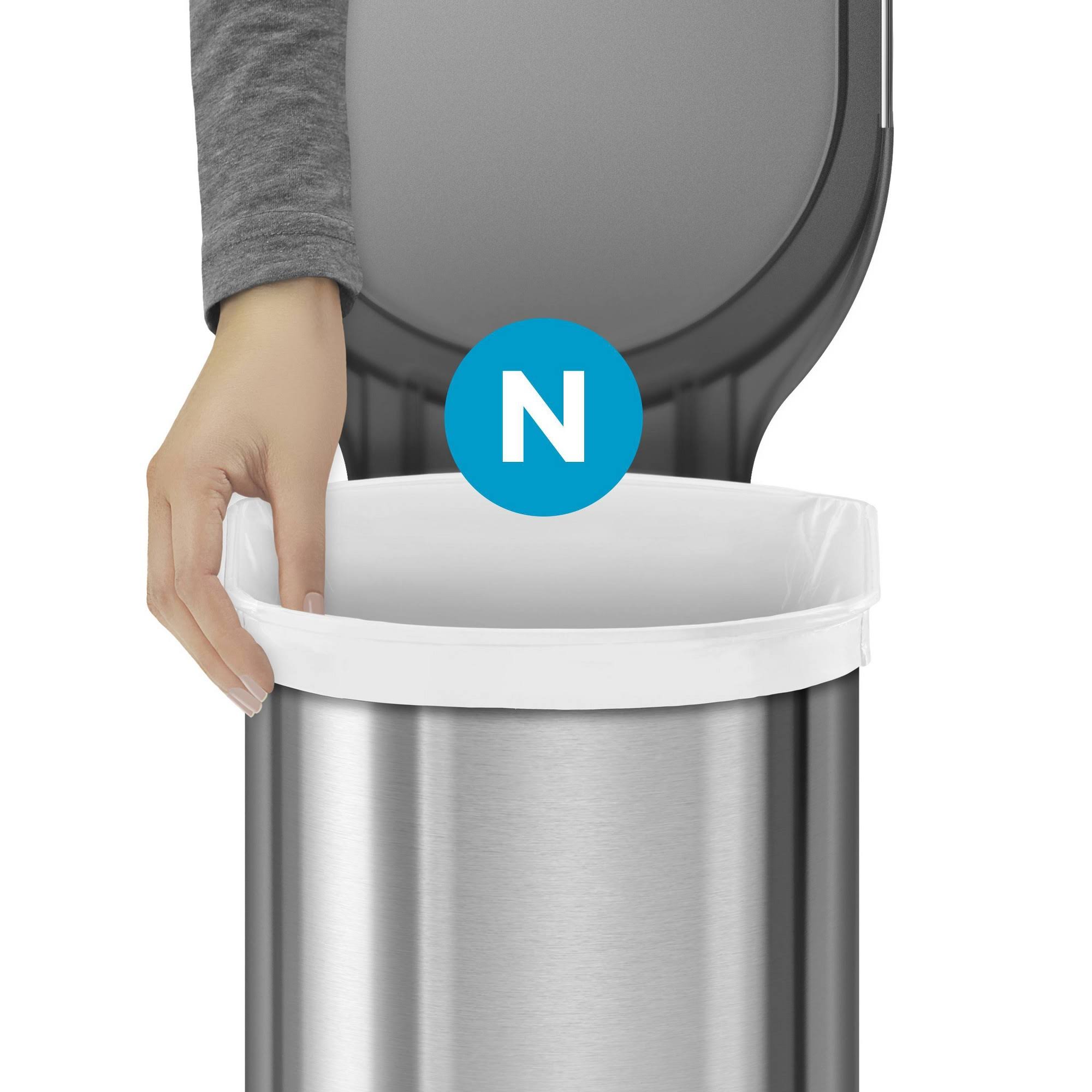 simplehuman 45L Liner Rim Slim Step Trash Can Brushed Stainless Steel with Plastic Lid