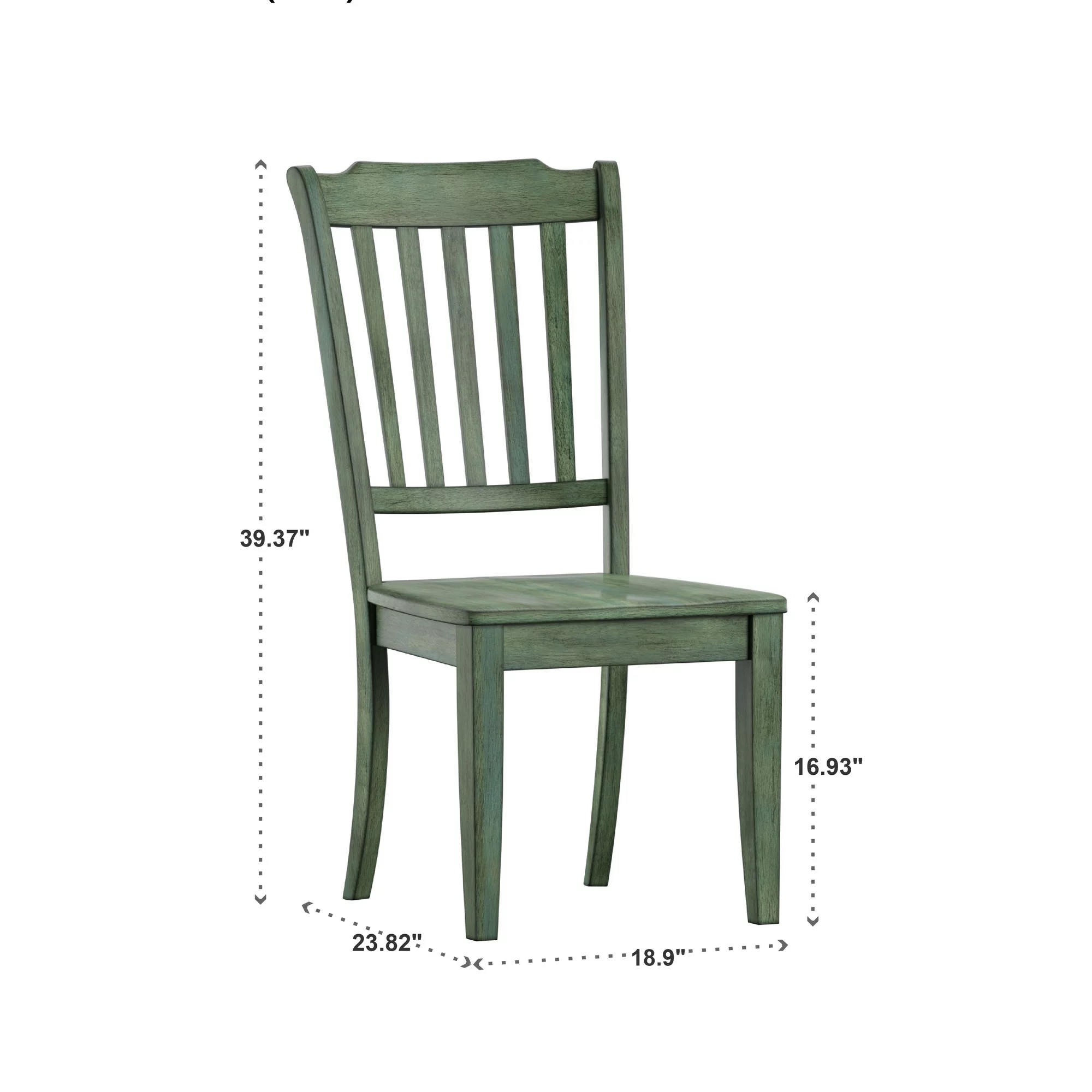 Weston Home Farmhouse Slat Back Wood Dining Chairs, Set of 2, Antique Sage Green