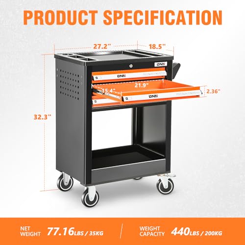 DNA MOTORING 7-Drawer Rolling Tool Cabinet Chest with Keyed Locking System Non-Slip Mat, for Garage Warehouse Workshop, Green, TOOLS-00399