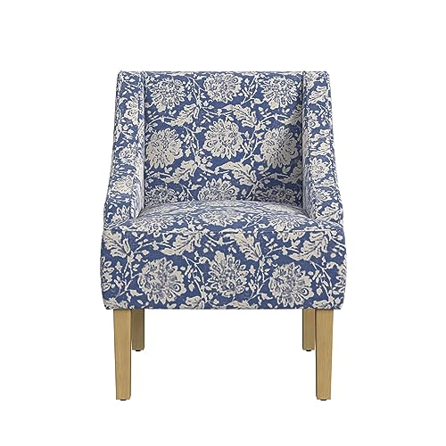 HomePop Velvet Swoop Arm Accent Chair, Suri Blue