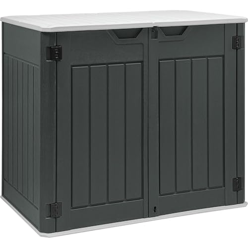 YITAHOME Outdoor Horizontal Storage Sheds w/o Shelf, Weather Resistant Resin Tool Shed, Multi-Opening Door for Storage of Bike, Trash Cans