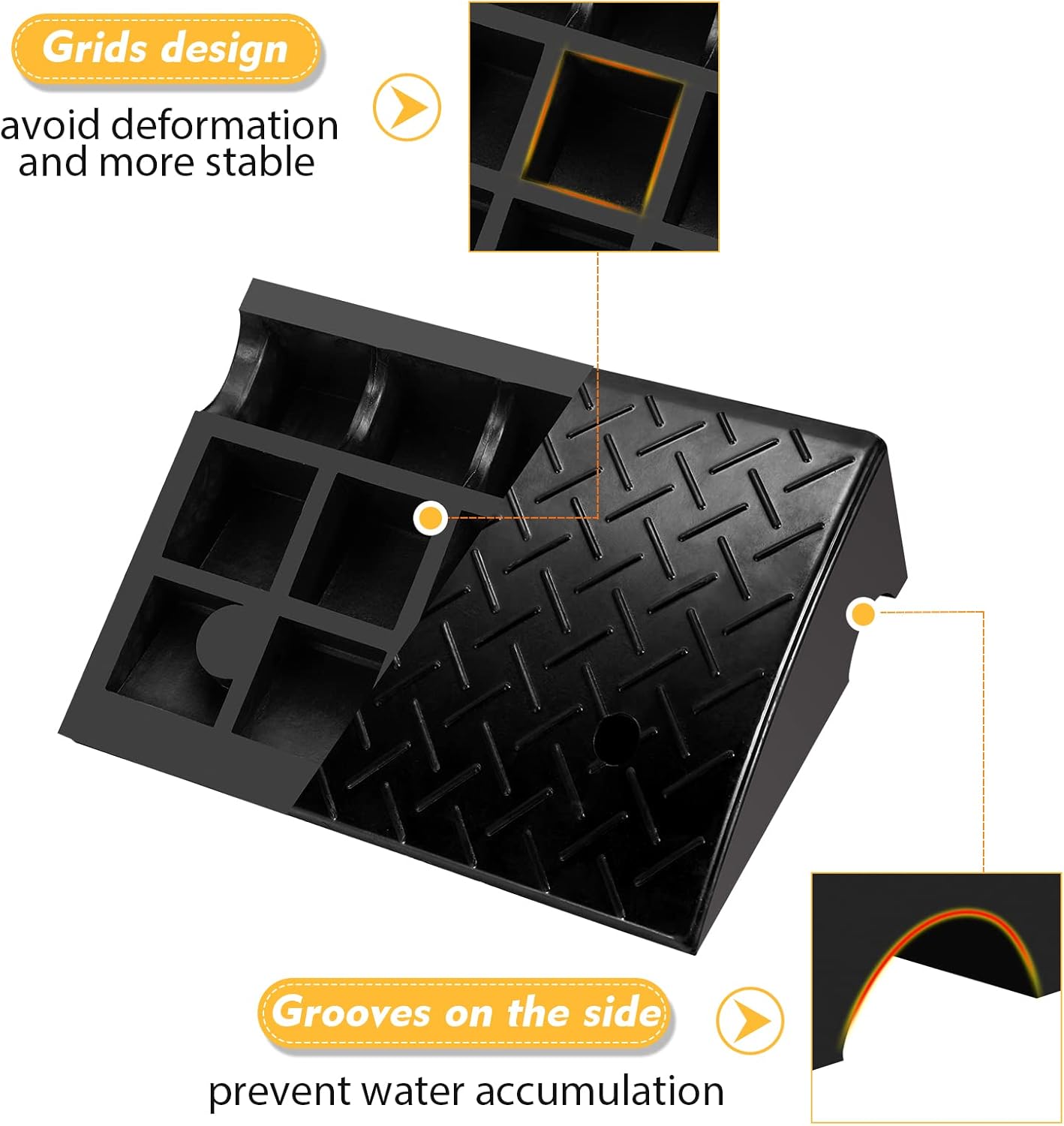 Haddockway 2PCS Rubber Car Curb Ramps