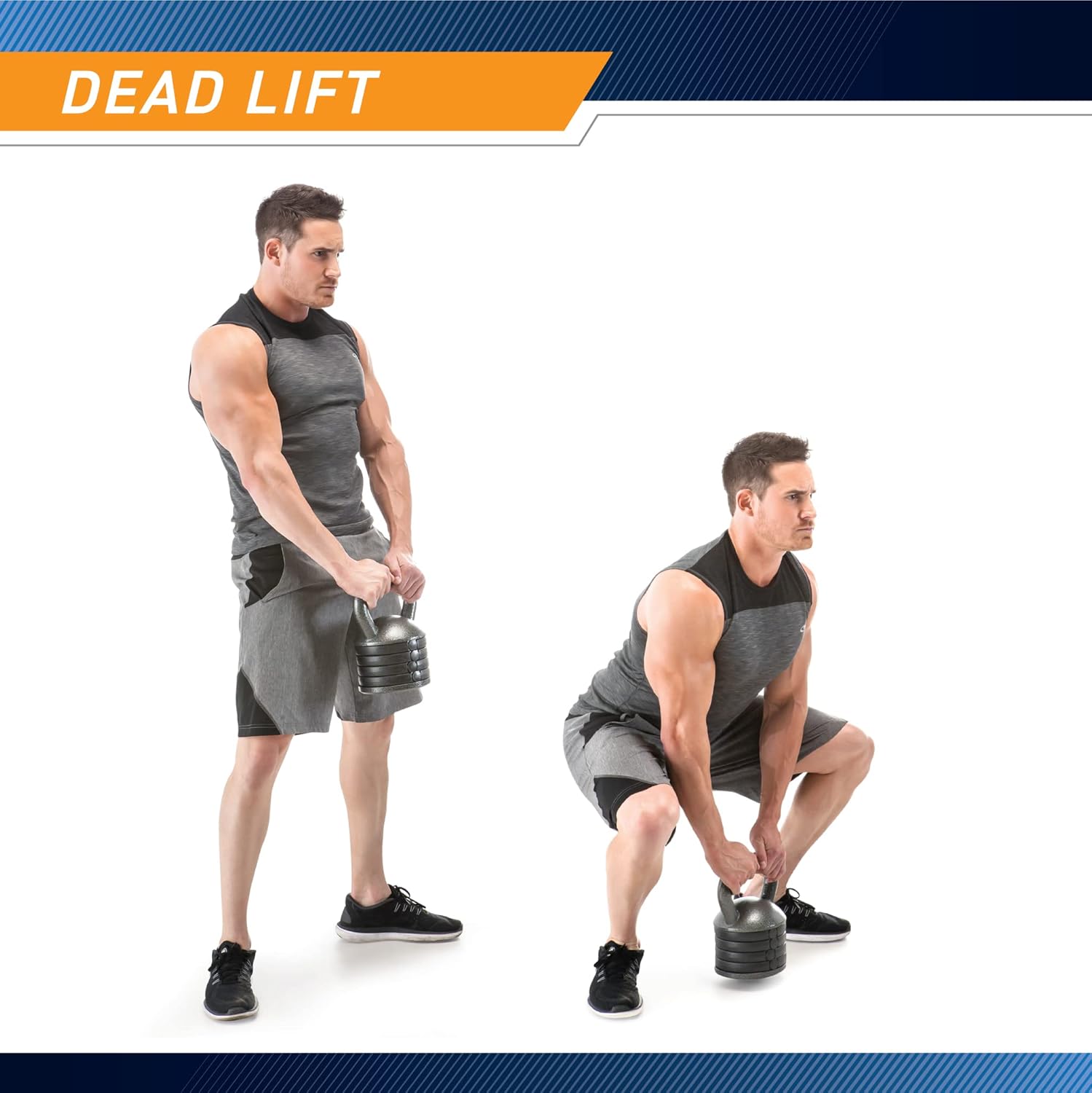 Apex Adjustable Heavy-Duty Exercise Kettlebell Weight Set Strength Training and Weightlifting Equipment for Home Gyms APKB-5009, Grey Pack of 2
