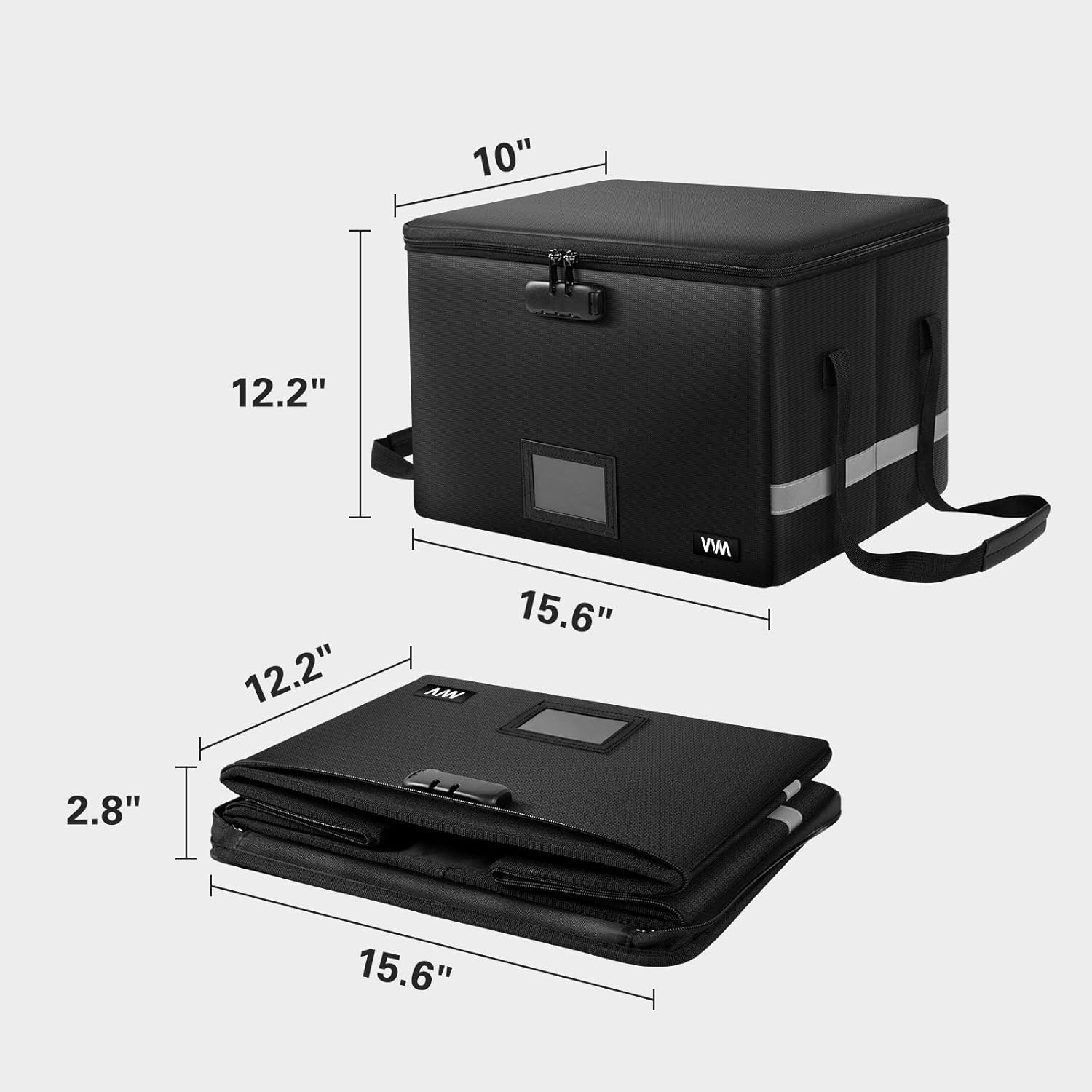 Fireproof File Box,File Storage Organizer,Filing Cabinet Box with Lock, Collapsible Document Storage Filing Box with Handle