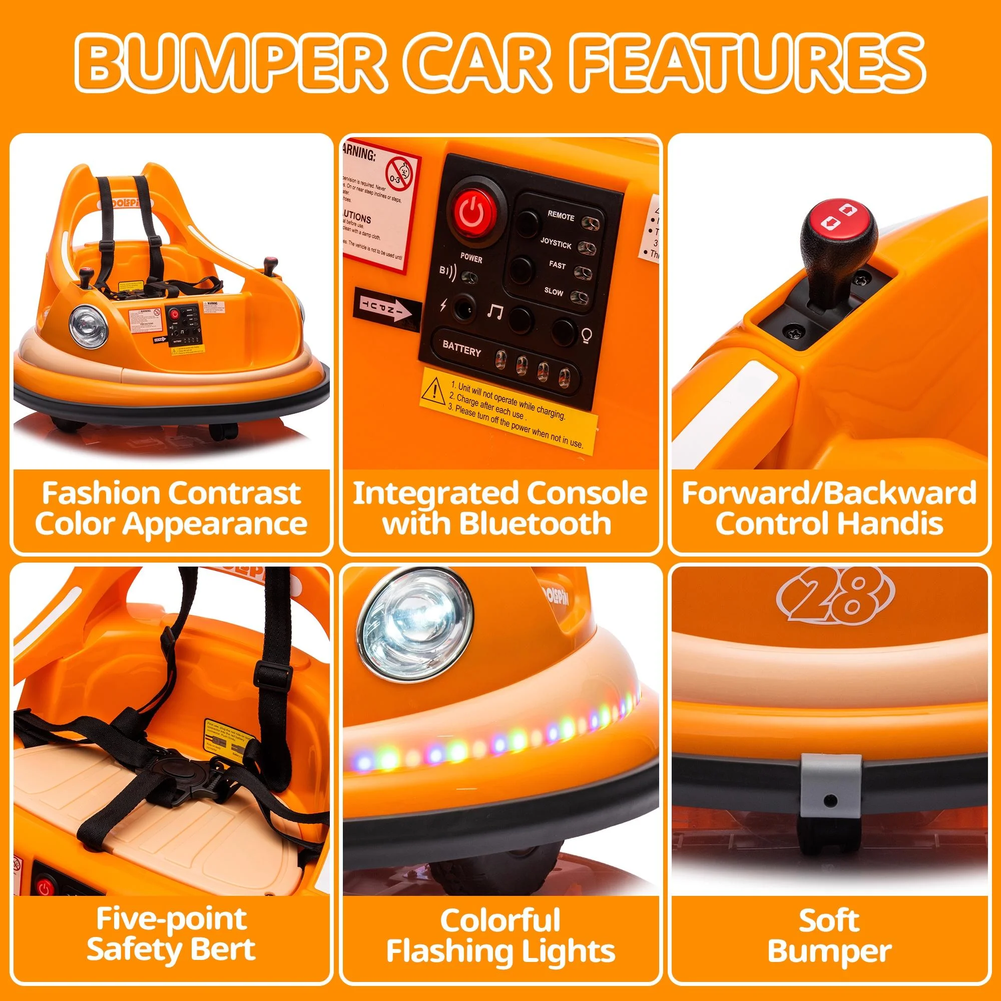 iRerts 12V Bumper Cars for Kids, Bumper Car Ride on with Remote Control, Battery Powered Kids Ride on Toys for 2-5 Year Old Boys Girls