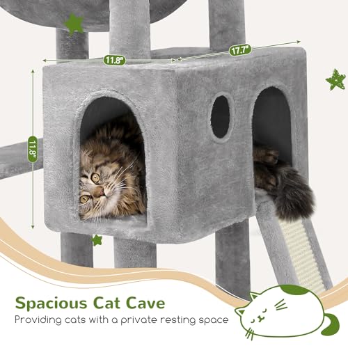 Globlazer Heavy Duty Cat Tree, 70 inch Sturdy Cat Tree for Indoor Cats Extra Large Cat Tower with Scratching Post, Hammock