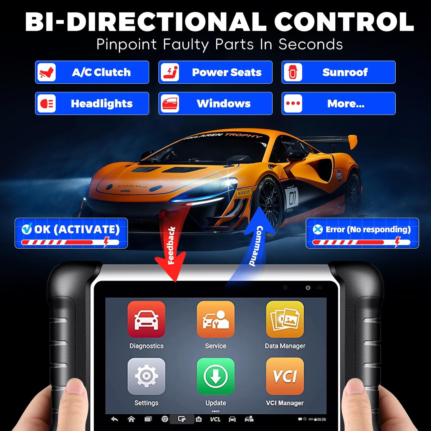 Autel Scanner MaxiCOM MK808Z: 2024 Android 11 Version MK808 Bidirectional Scan Tool, Same As MK808S MX808S