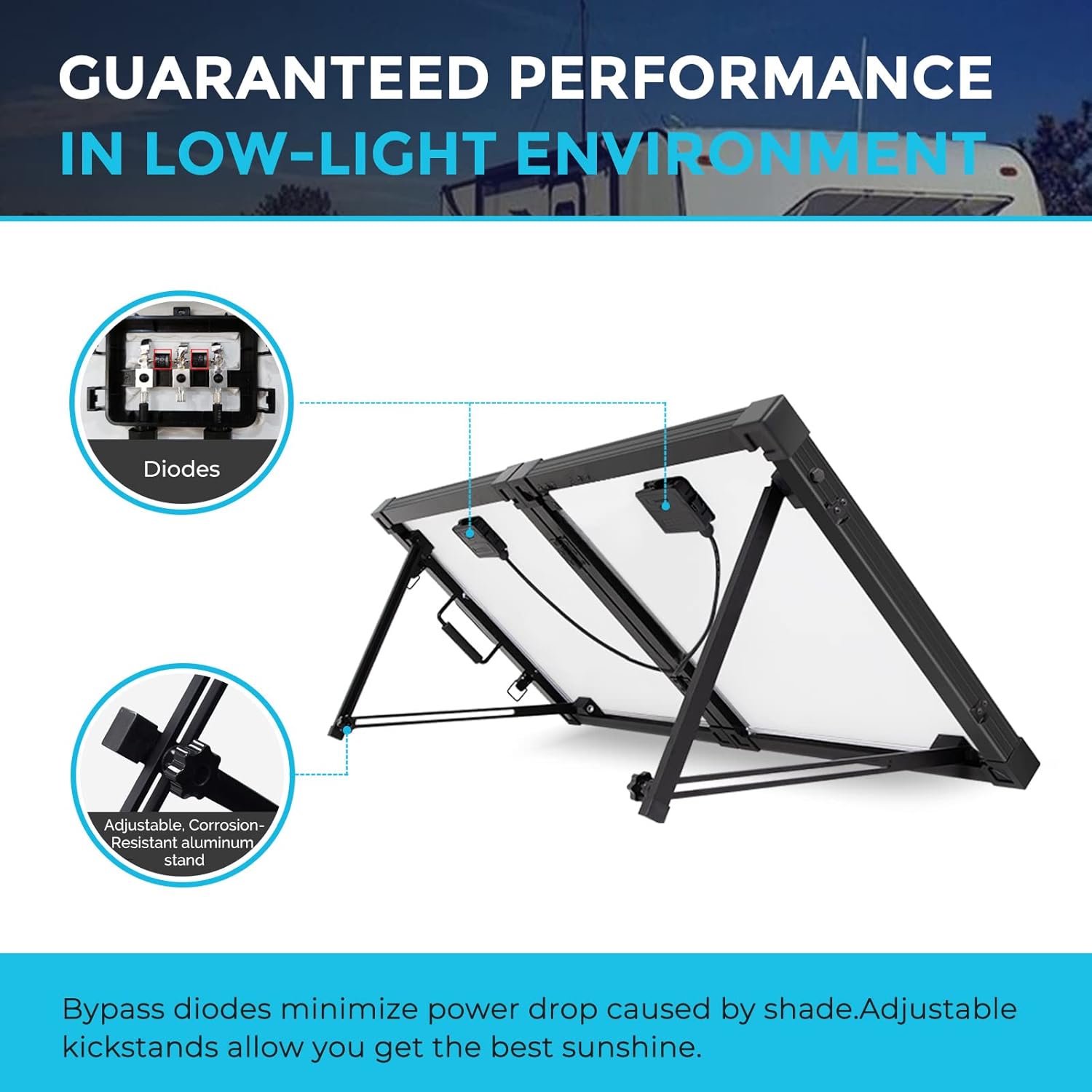 Renogy 200 Watt Off Grid Portable Foldable Solar Panel Suitcase Built-in Kickstand with Waterproof 20A Charger Controller, 200W-Waterproof