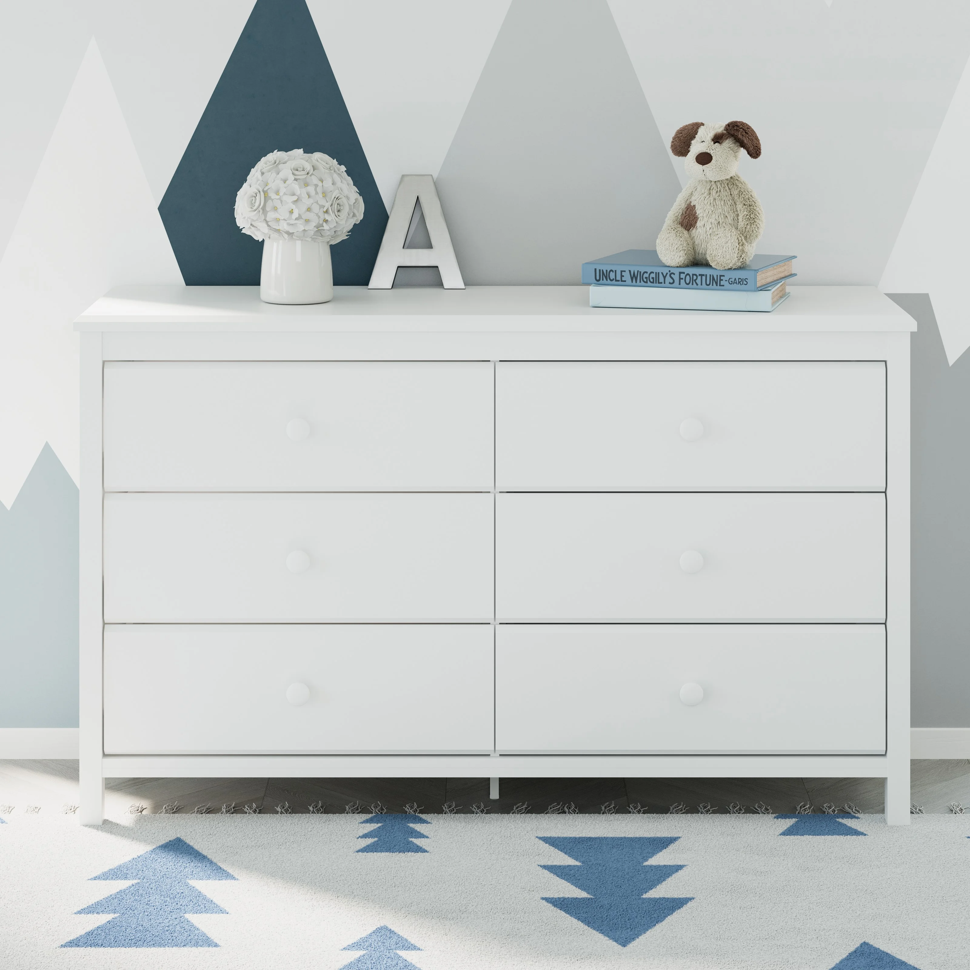 Storkcraft Alpine 6 Drawer Kids Double Dresser, White