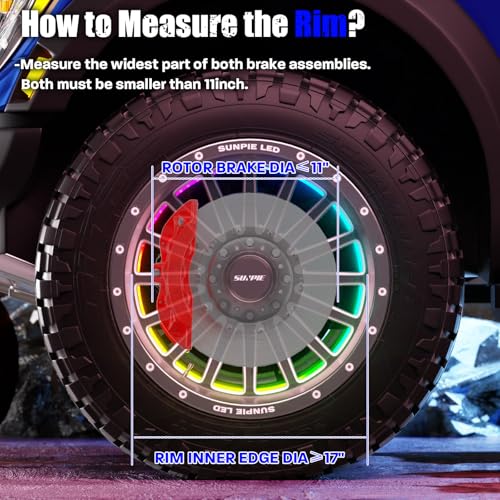 SUNPIE Wheel Lights for Truck - Universal 14.5’’ RGB Rim Light for Car/SUV