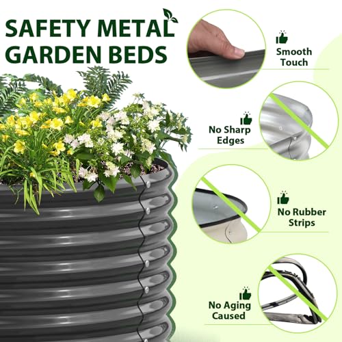 A ANLEOLIFE 8X4X1.5 ft Galvanized Raised Garden Beds Outdoor, Oval Large Metal Planter Box for Planting Vegetables Flowers Herb