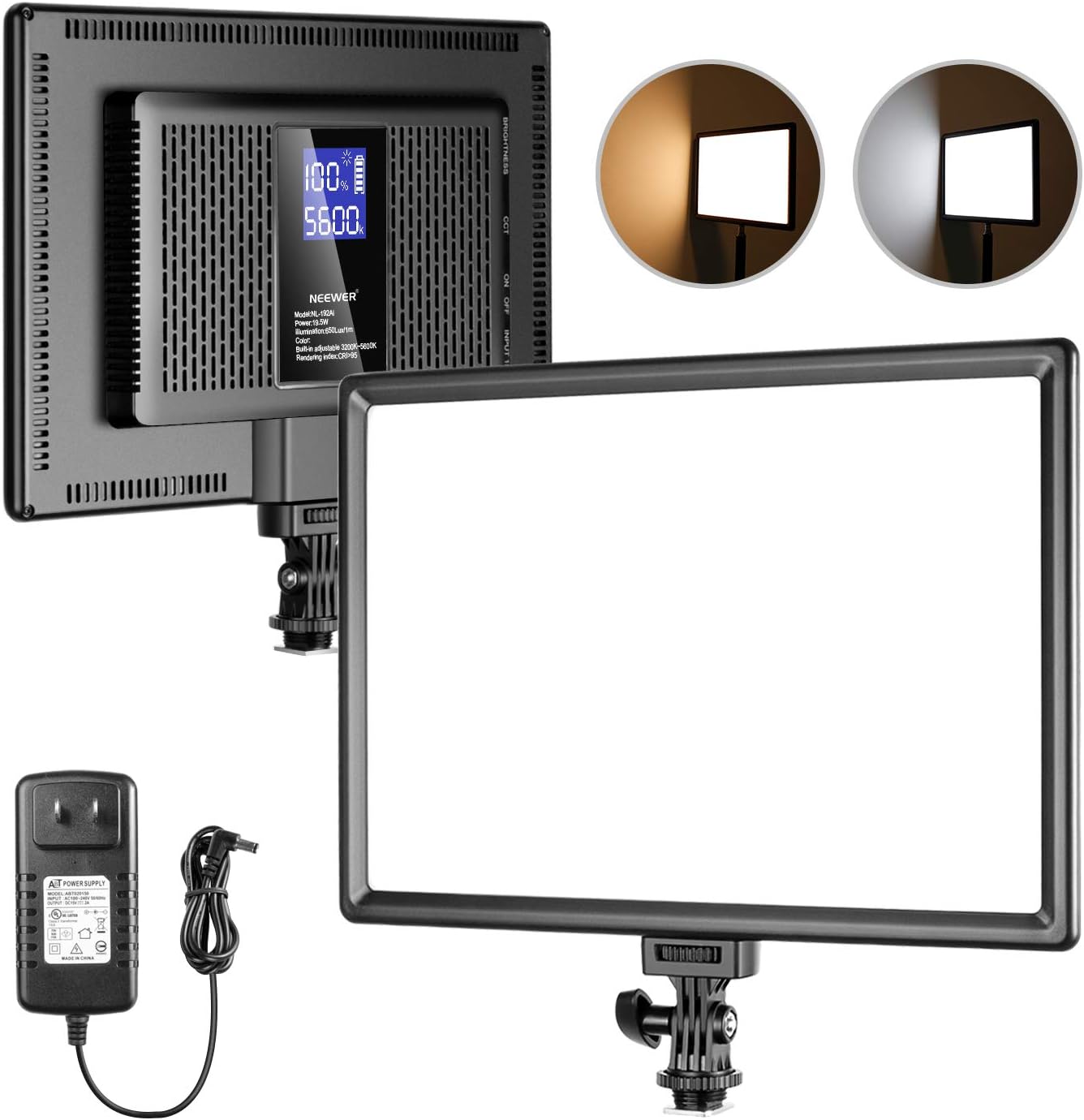 Neewer Ultra-Thin LED Soft Light Panel with LCD Display, Built-in Lithium Batteries