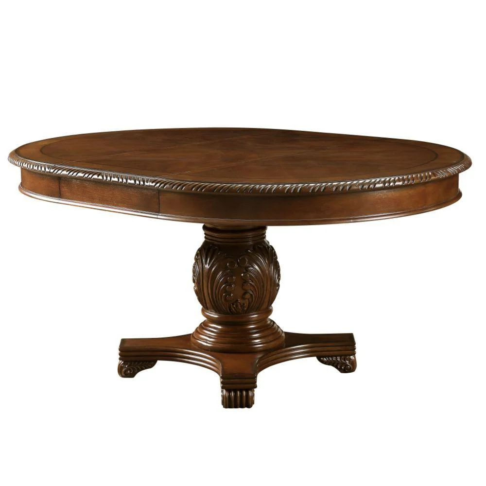 Cherry Round Dining Table Set 5 Chateau De Ville 64170 Acme Traditional Classic