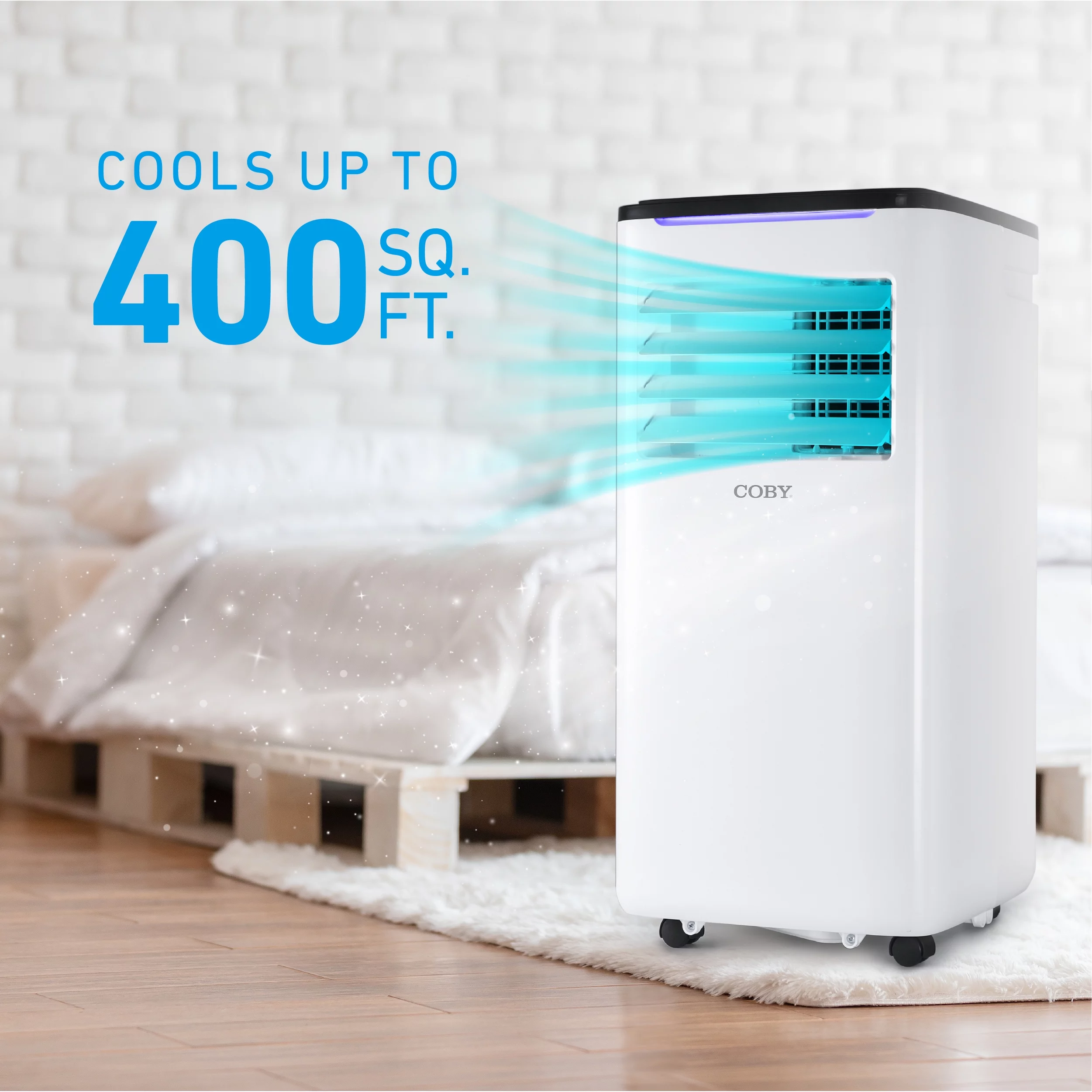 COBY Portable Air Conditioner 6,100 BTU SACC/CEC (9,000 BTU ASHRAE 128) 3-in-1 AC Unit, Dehumidifier & Fan, Air Conditioner for 400 sq. ft.