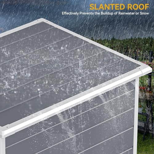 DWVO 5x3ft Resin Outdoor Storage Shed with Floor, Waterproof Lockable Storage Shed with Window, Plastic Outside Tool Storage for Garden, Backyard