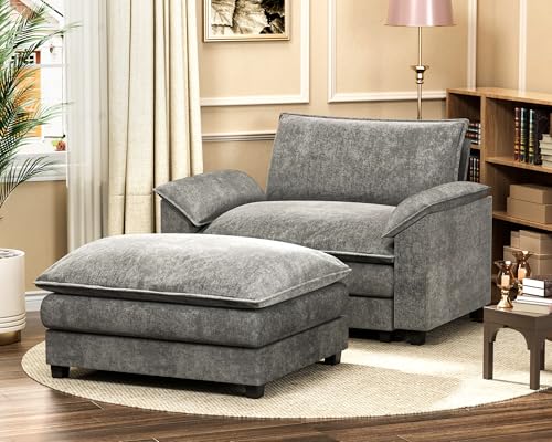 Homall 119" Modular Sectional Sofa, L Shaped Sofa Couch with Reversible Ottoman, DIY Combination Chenille Deep 3-Seat Cloud Couch for Living Room