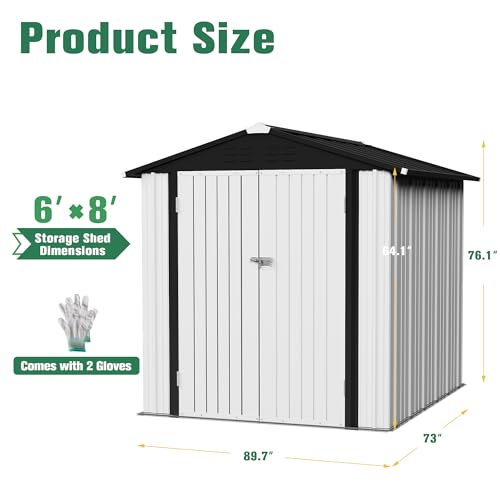 Flamaker Storage Shed Waterproof Metal Garden Shed with Lockable Door Utility Tool Shed Outdoor Storage for Backyard, Patio and Lawn (5 x 3 FT)