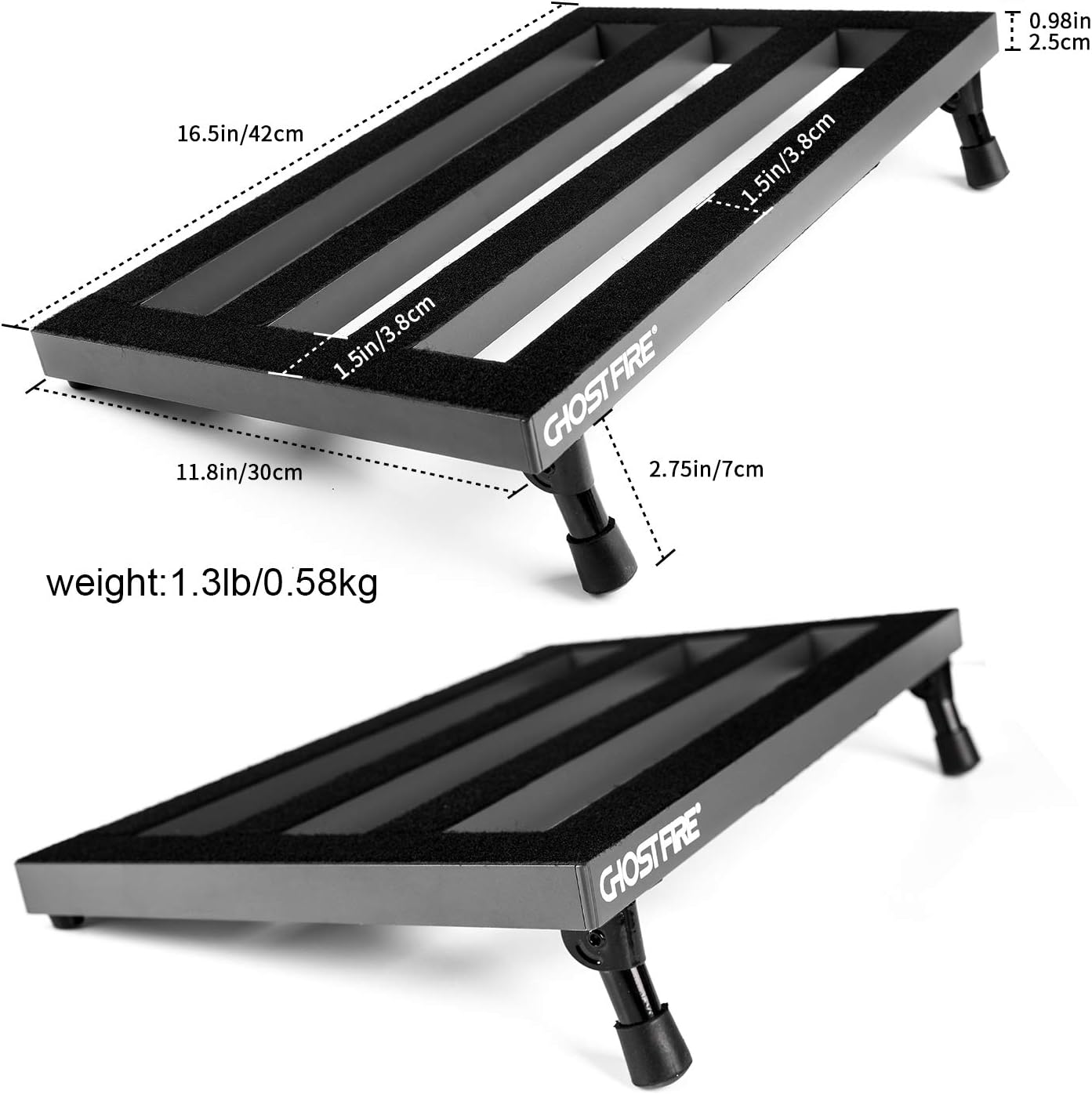 Ghost Fire Guitar Pedal Board Aluminum Alloy Super light Effect Pedalboard with Carry CASE (19.8''x11.5''SPL-04 PC)