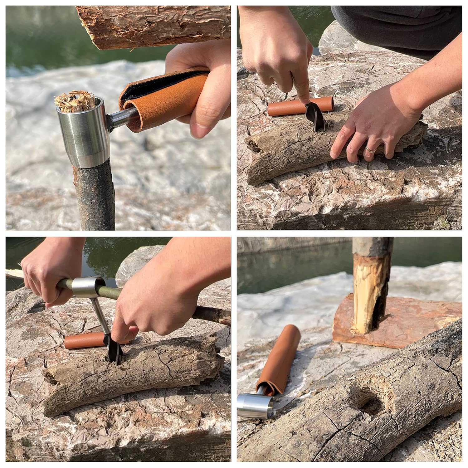 Beslands Survival Settlers Tools Bushcraft Hand Auger Settlers Wrench Survival Bushcraft Gear Scotch Eye Wood Auger Drill Peg