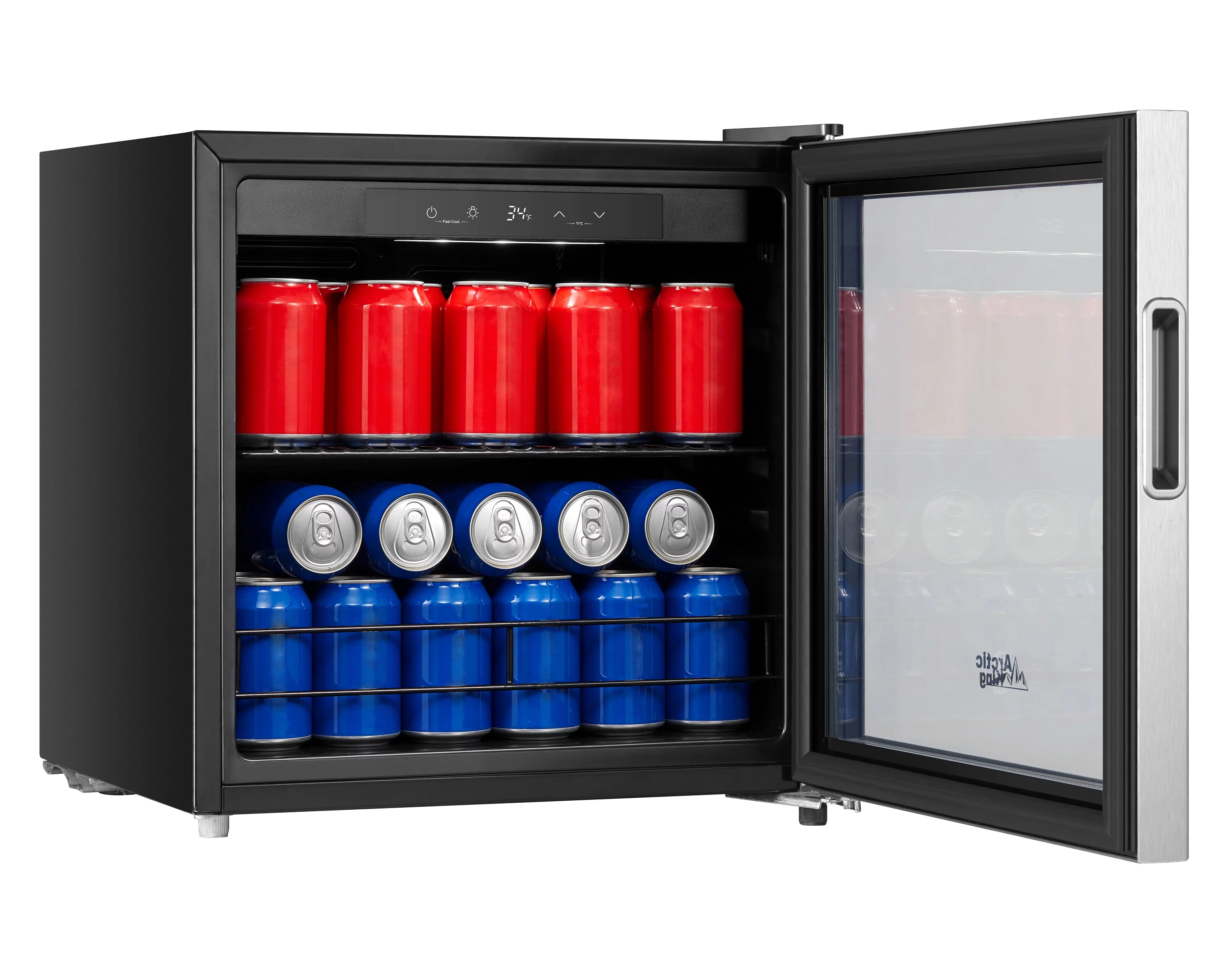 Arctic King 48-Can Beverage Fridge & Cooler with Electrical Control, Stainless Steel Look, ARV48B1AST