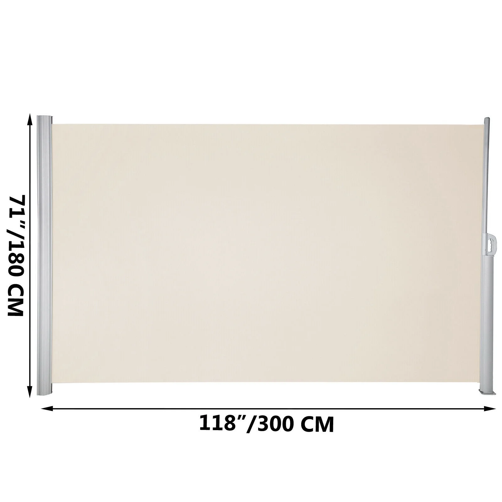 VEVORbrand Retractable Side Awning 118" x 71", Retractable Patio Screen Waterproof, Retractable Room Divider Creamy-White for Privacy, Garden
