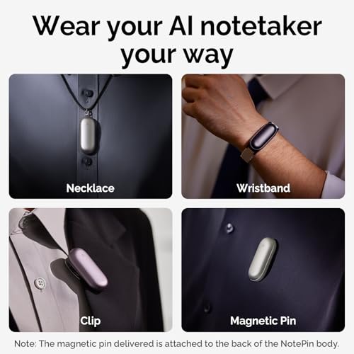 AI Voice Recorder, PLAUD NotePin Voice Recorder, App Control, AI Notetaker, AI Transcribe & Summarize, Support 112 Languages, 64GB Memory