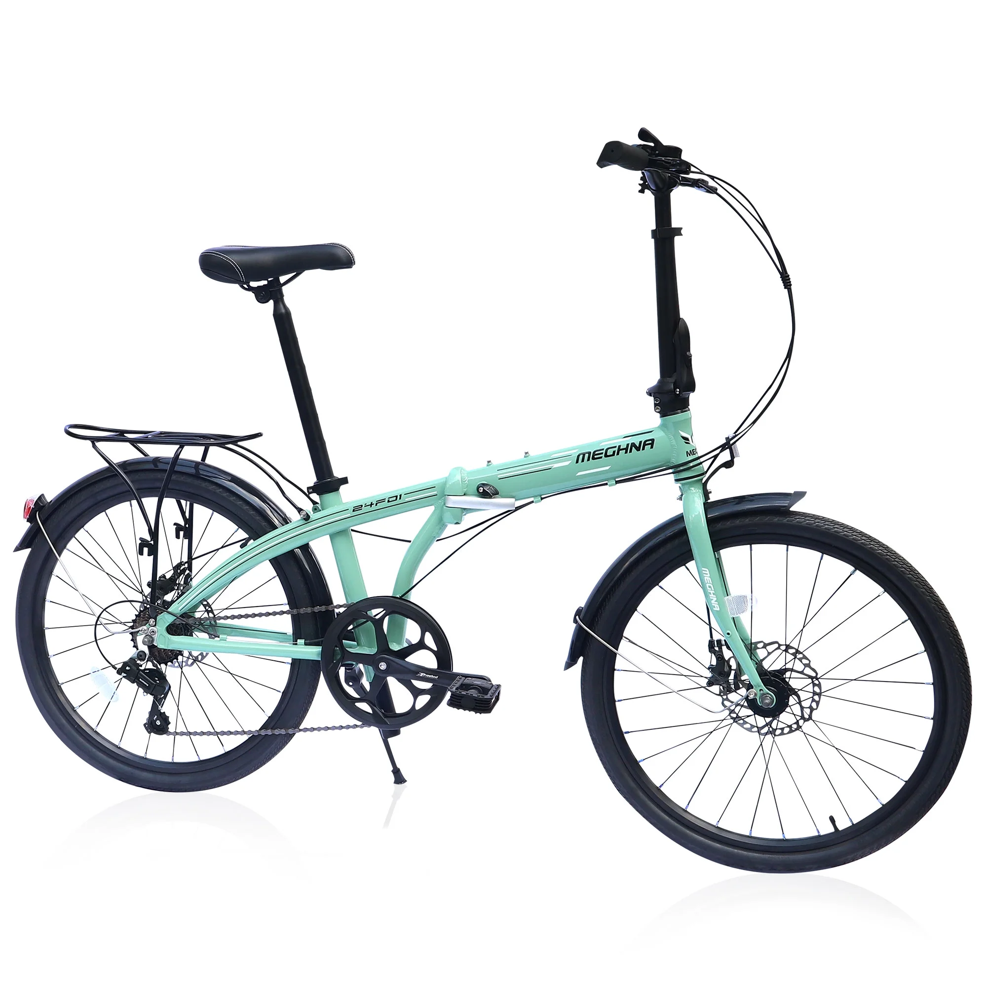 Zukka Foldable Bike 24 inch City Commuter Bicycle for Men Women Green 7 Speed