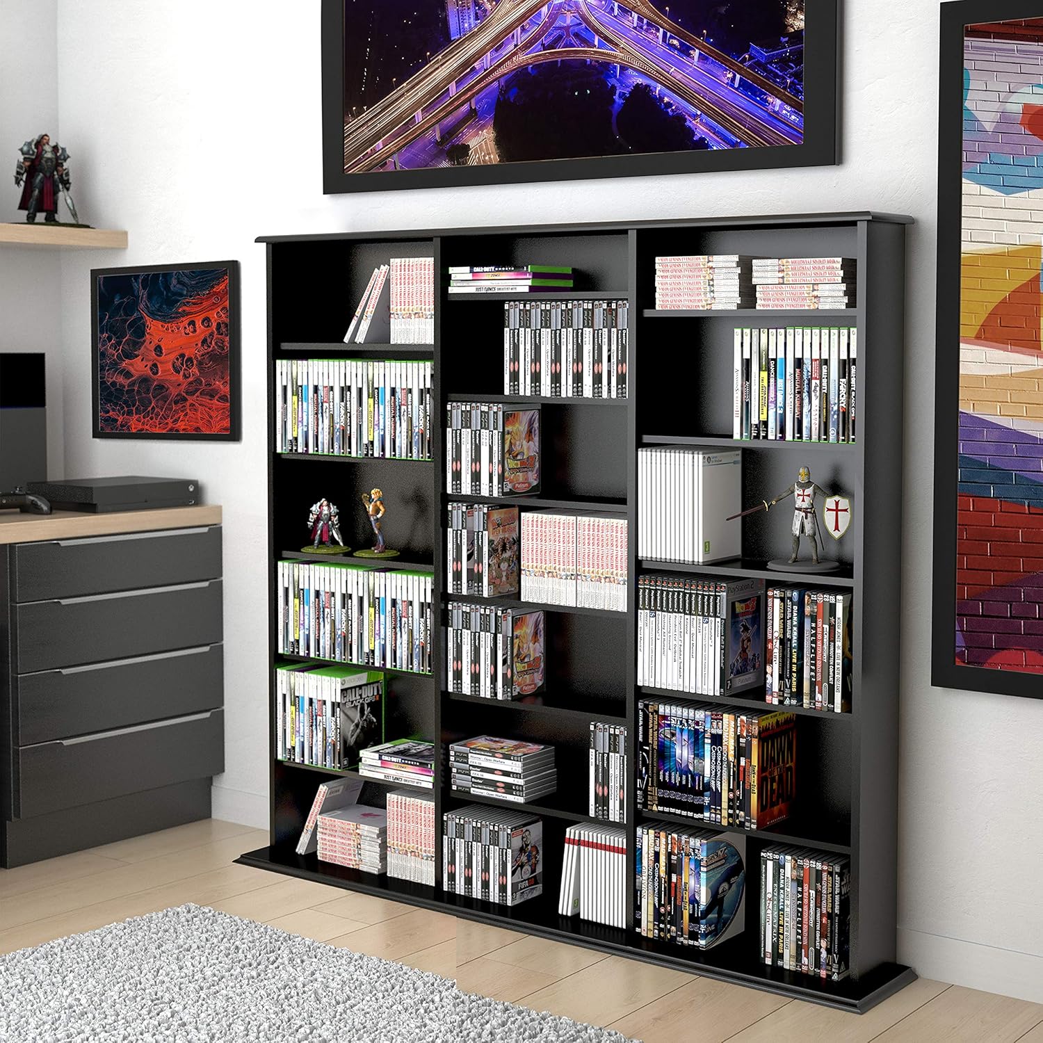 Prepac Triple Width Wall Storage Cabinet, Black