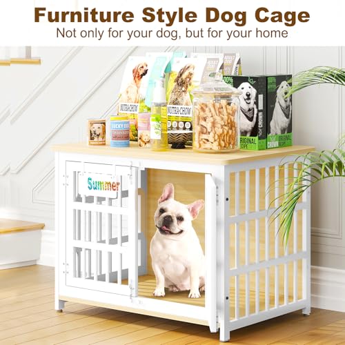 EasyCom 48"/42"/33" Dog Crate Furniture with Name Tag, Heavy Duty Dog Kennel Indoor for Large Dogs