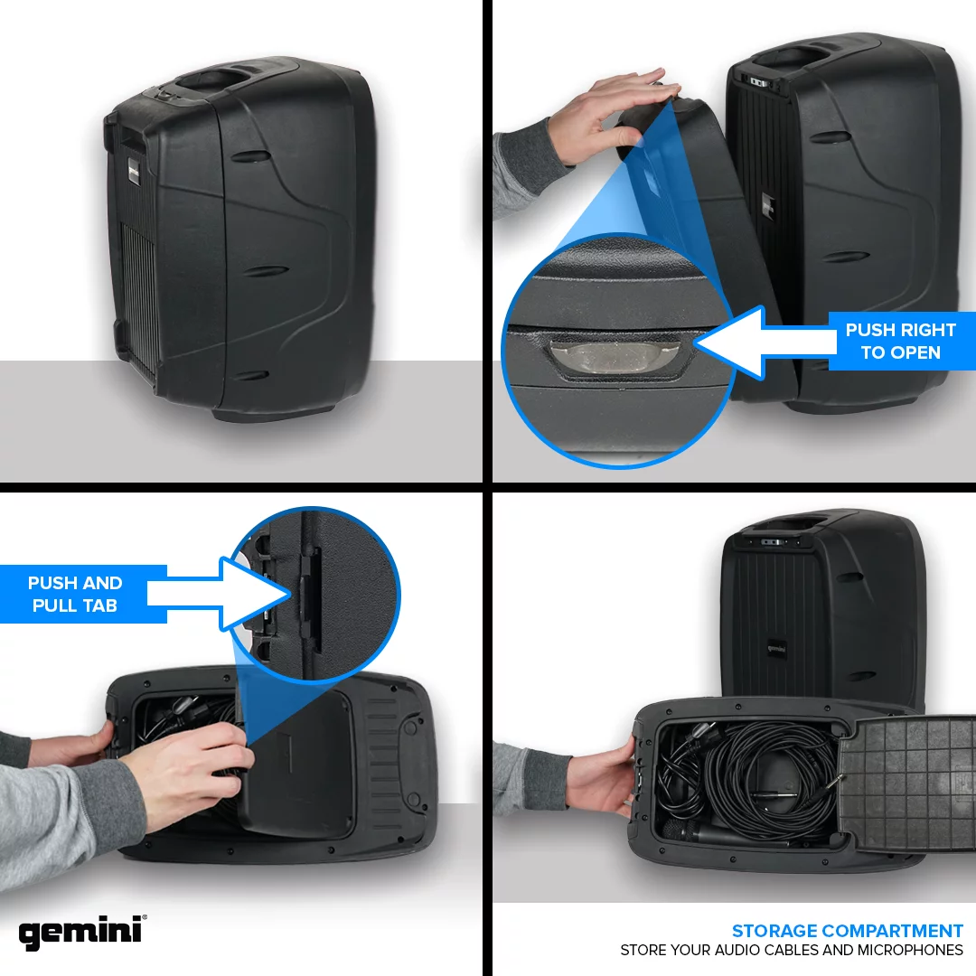 Gemini ES-210MXBLU-ST Bluetooth Portable PA System With Detachable Powered Mixer