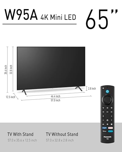 Panasonic W95 Series 65-inch Mini LED 4K Ultra HD Smart Fire TV, Sport Stadium Mode, ATSC3.0, Dolby Vision IQ, Dolby Atmos, HDR10+ Adaptive