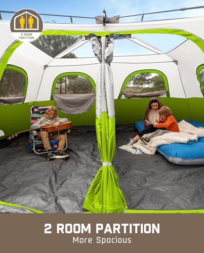FanttikOutdoor Camping Tent 4/6/8/10 Person Instant Cabin Tent Setup in 60 Seconds with Rainfly & Windproof Portable with Carry Bag for Family