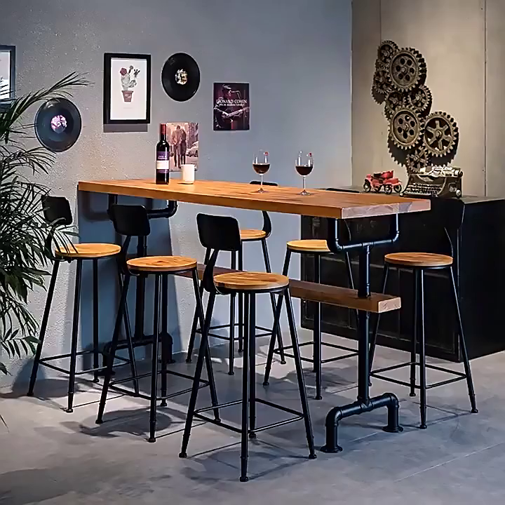 【Furniture】Table Rock Plate Bar Table Light Luxury Long High Home Chair Simple Table and Chair