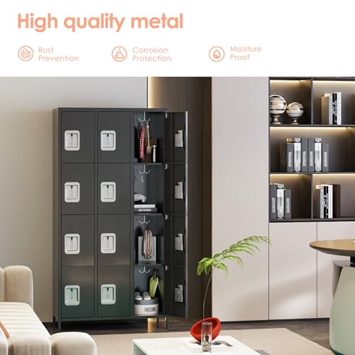 6 Door Metal Storage Locker 18 Hooks,Metal Locker for Employees with Lock for School Garage Office Gym Bedroom,Assembly Required