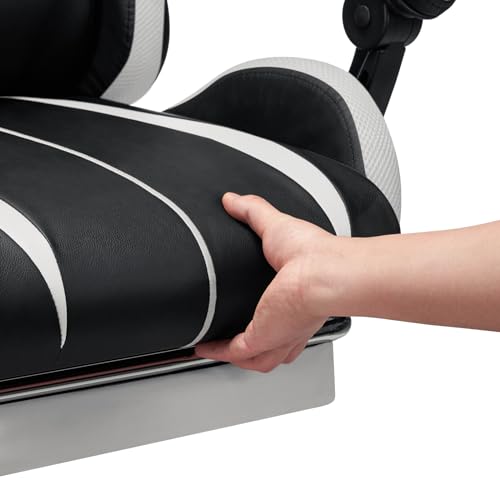 HOFFREE RGB Gaming Chair with Speakers Massage Computer Gaming Chair with LED Lights and Footrest High Back Video Game Chair for Adults Blue and Black