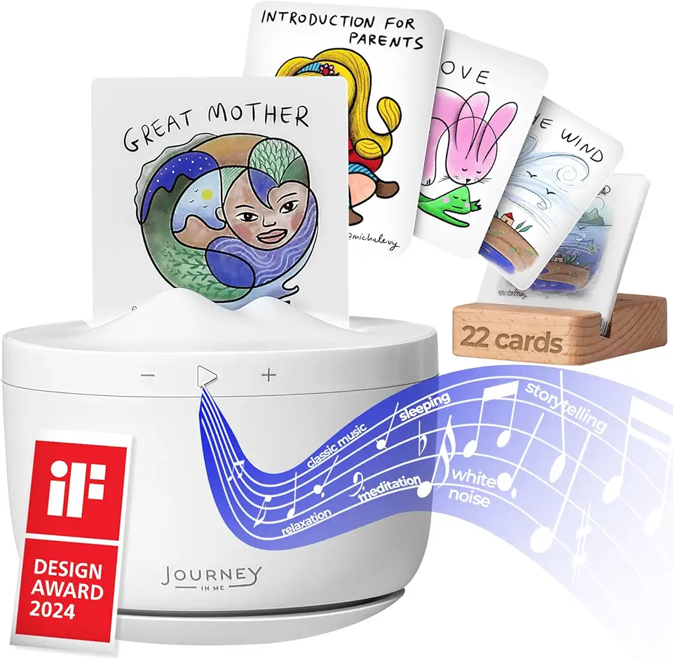 Portable Sound Machine - 12 Mindfulness Audio Cards for Kids & Adults, Screen-Free Sleep Aid, Relaxing Gifts for Women