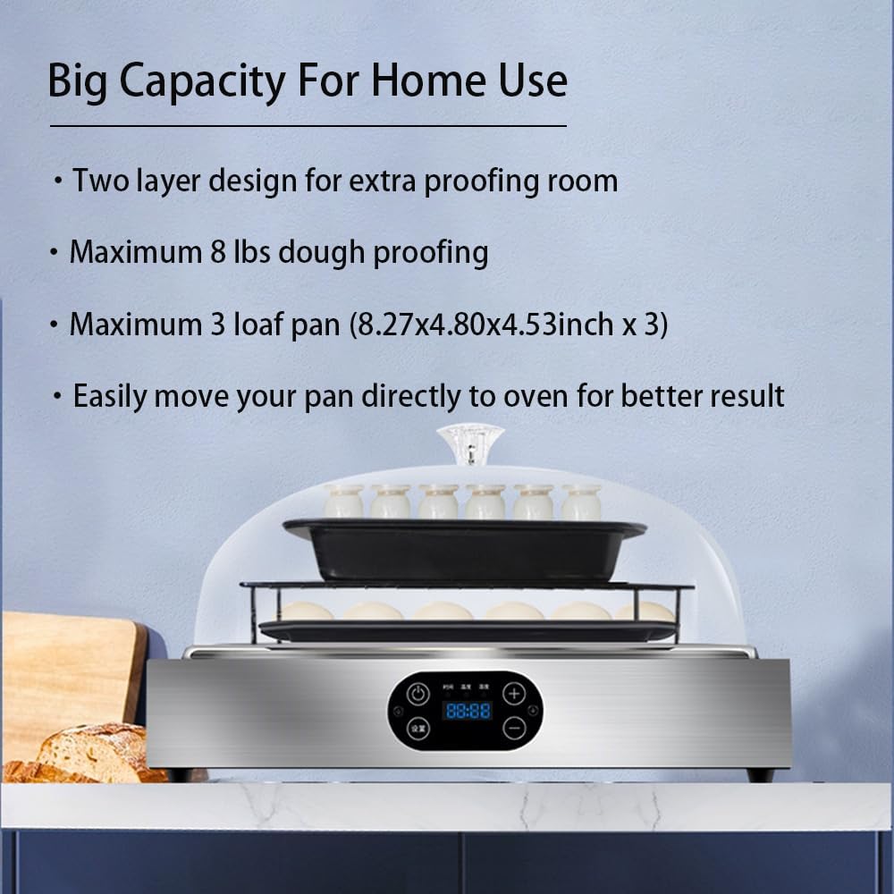 Electric Bread Dough Proofer Machine with Humidity and Temperature control Sourdough Bread Proofer Box Yogurt Maker Proofing Slow Cooker Fermenter