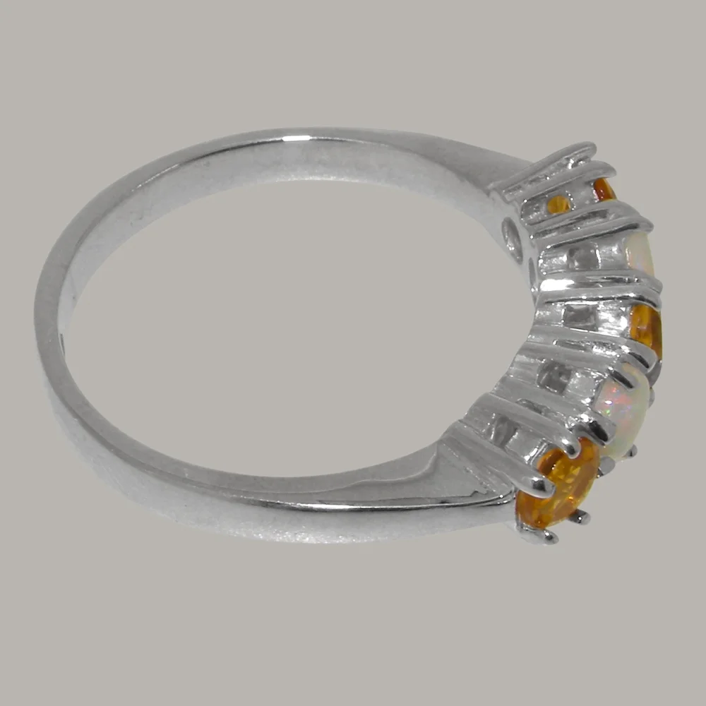 LBG British Made 925 Sterling Silver Natural Citrine & Opal Ladies Eternity Ring - 33 size options - Size 10