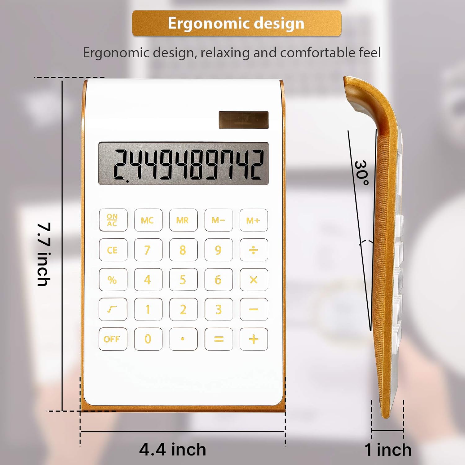 2 Pieces Office Home Calculator Solar Power Calculator Slim Elegant Design Solar Calculator Dual Powered Desktop Calculator Tilted LCD Display for
