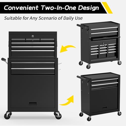 On Shine 8 Drawer Rolling Tool Chest, Large Capacity Rolling Tool Box with Wheels, Locking Mechanical Tool Chest
