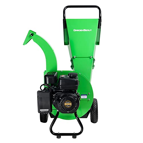 S3 Wood Chipper Shredder, 7HP 212cc Gas Powered Heavy Duty, 3" Max Wood Diameter Capacity, 15: 1 Reduction Ratio, Easy Assembly